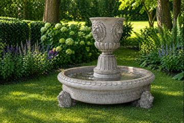 Basin / Lion Urn Concrete Water Fountain
